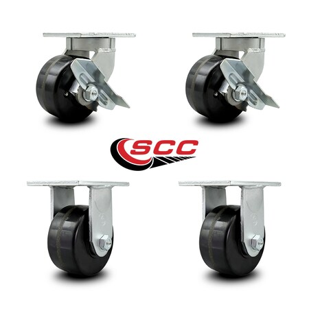 Service Caster 6 Inch Extra Heavy Duty Phenolic Wheel Swivel Caster Brakes 2 Rigid SCC, 2PK SCC-KP92S630-PHR-SLB-2-R-2
